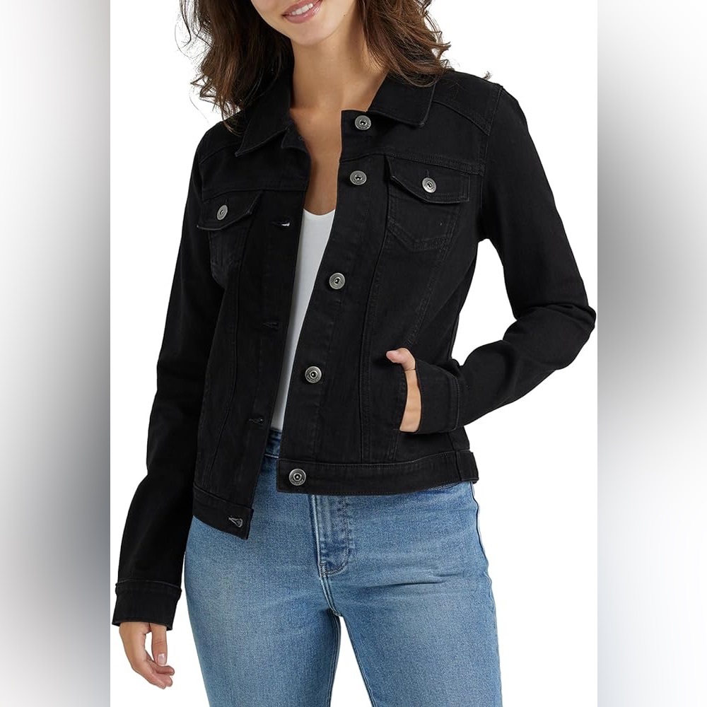 🛑SOLD Black Denim Jacket Women’s M. Wrangler Authentics Brand - Picture 6 of 6